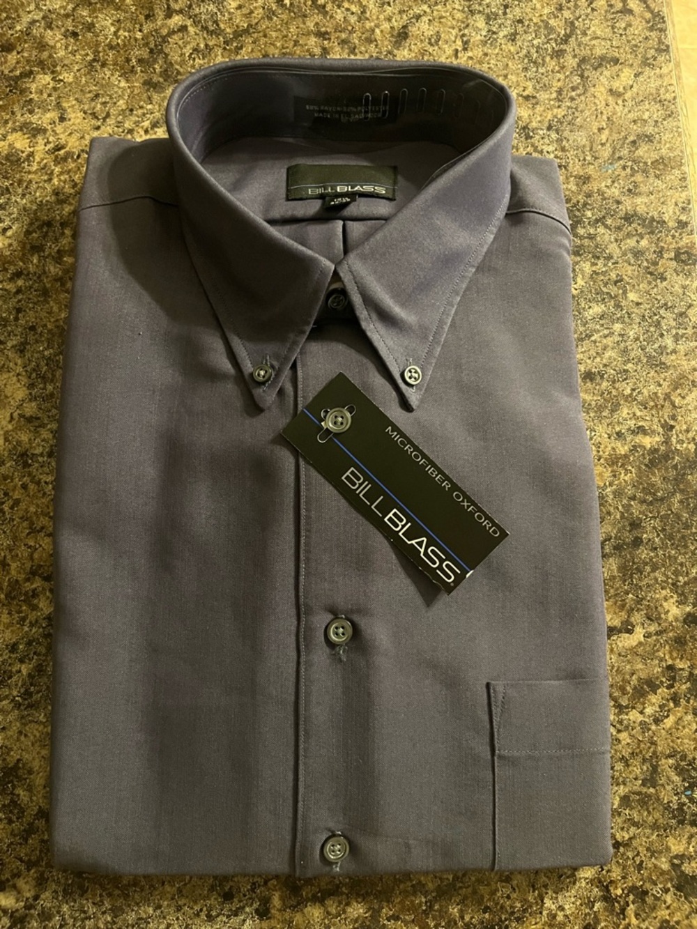 Bill Blass Men's Button-Down Microfiber Oxford Shirt Color: Gun Metal